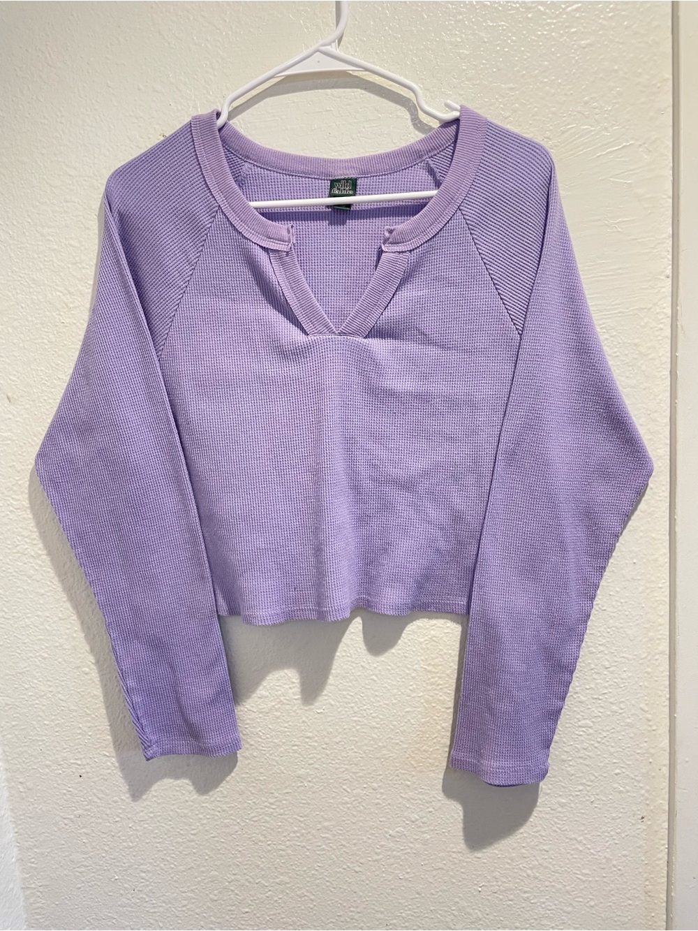 🦄 Wild Fable XL Lavender Waffle Knit Notch Neck Cropped Thermal Top 💜✨